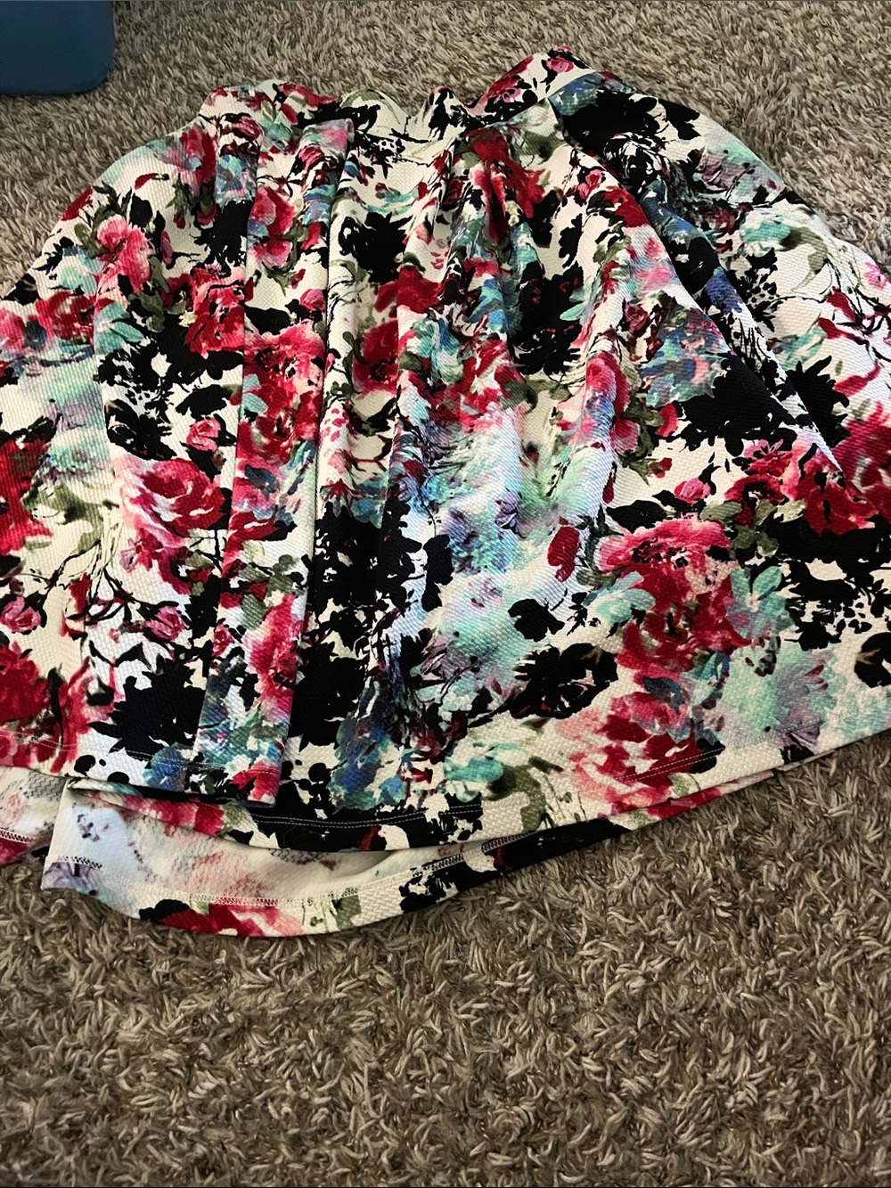 Haute Monde Floral Circle Skirt in White, Black, Pink & Aqua